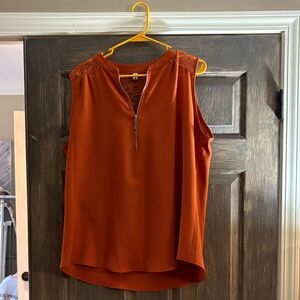 Elegant Sleeveless Orange Blouse